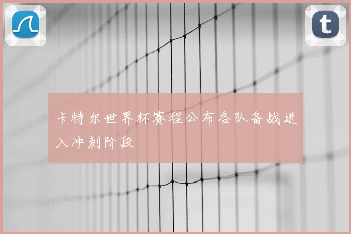 卡特尔世界杯赛程公布各队备战进入冲刺阶段